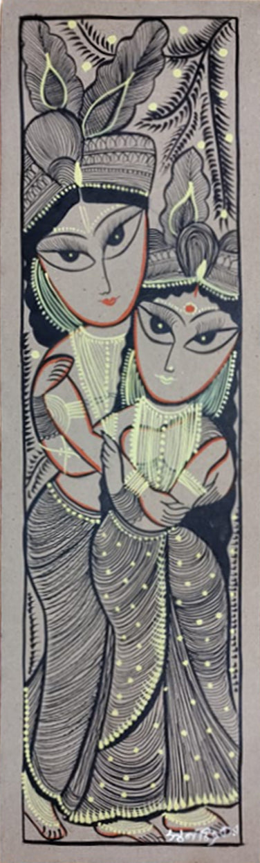 Eternal Monochrome: A Bengal Pattachitra Tale Bengal Pattachitra by Swarna Chitrakar Thumbnail