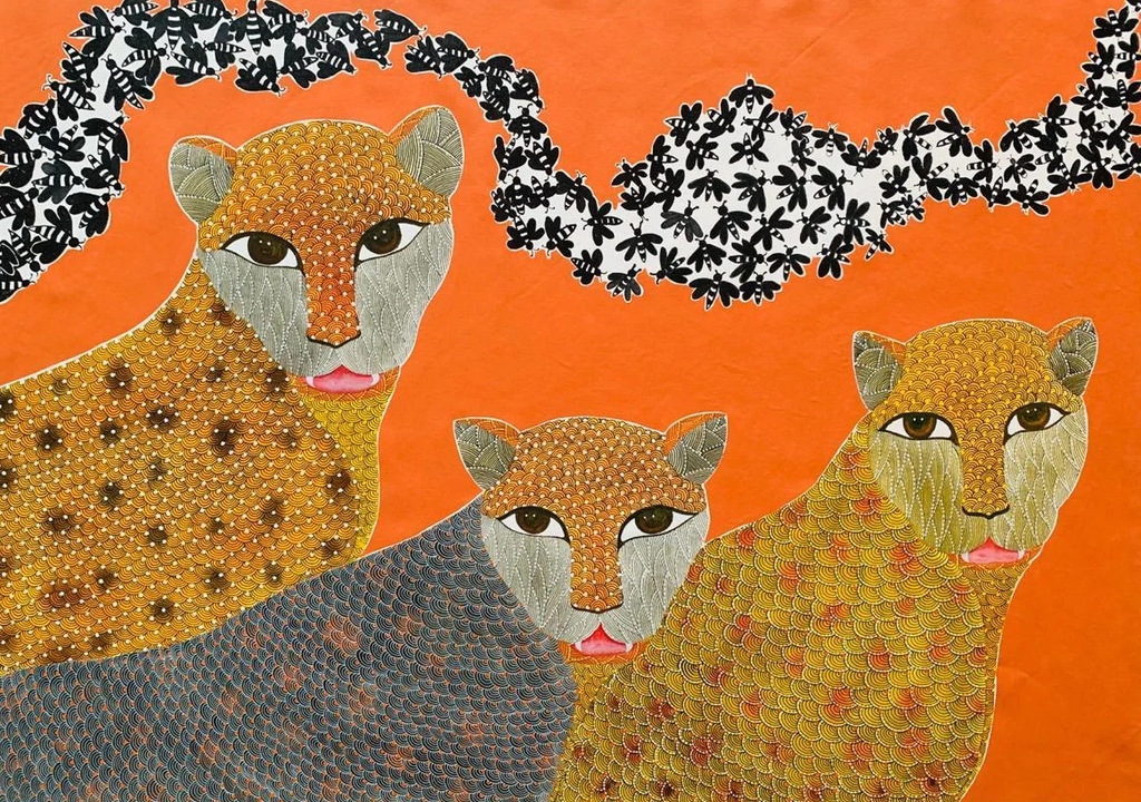 Ferocious Fauna: Gond painting by Venkat Shyam Thumbnail