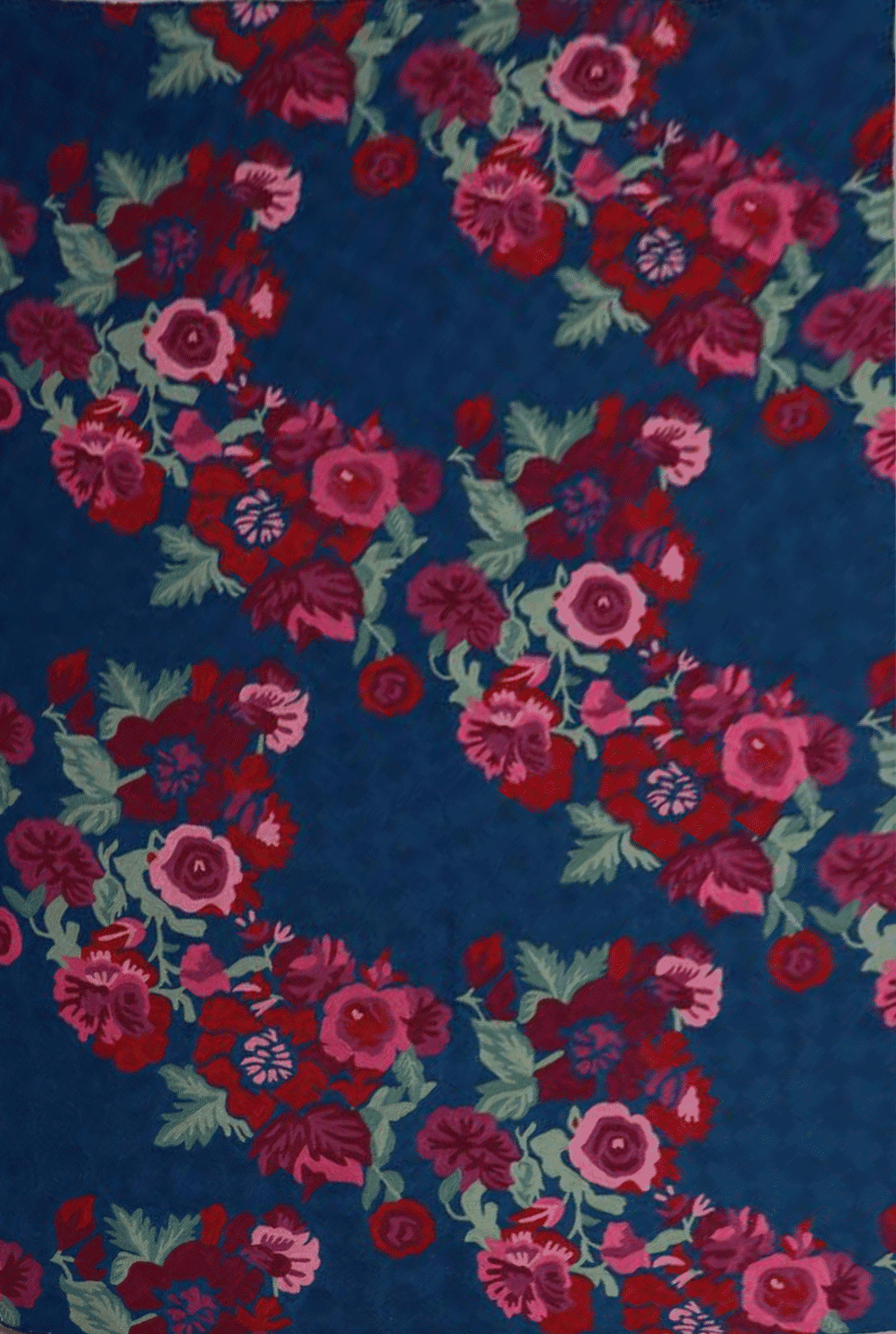 Floral Design in blue In Crewel Embroidery by Jahangir Ahmed Bhat Thumbnail