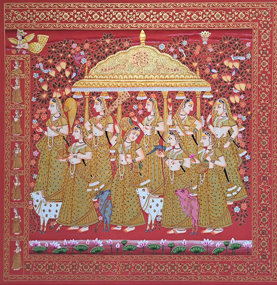 Lord Krishna's Companions: Gopis and Sacred Cows in Pichwai by Shehzaad Ali Sherani Thumbnail