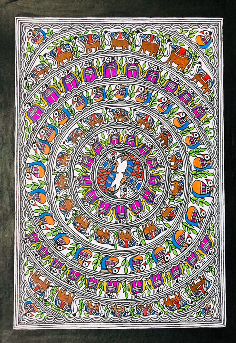 Godhna Art, Madhubani Painting by Ambika Devi Thumbnail
