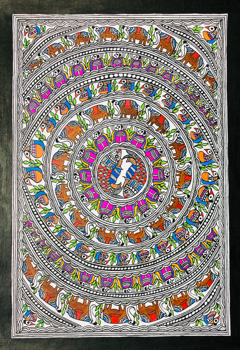Godna Art, Madhubani Painting by Ambika Devi Thumbnail