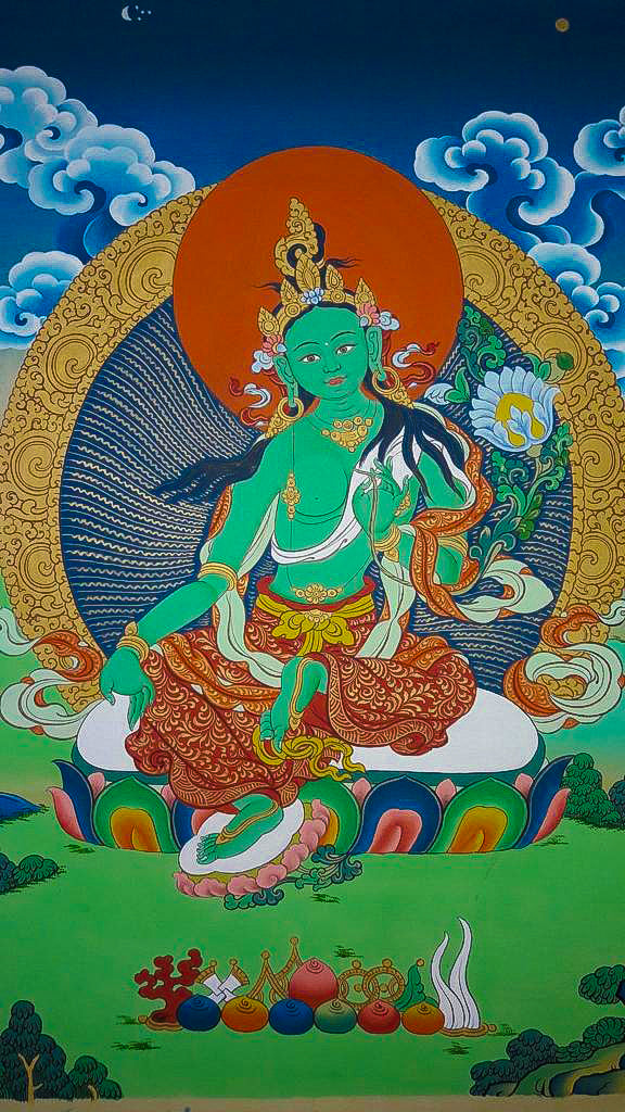 Green Tara in Thangka painting by Gyaltsen Zimba Thumbnail