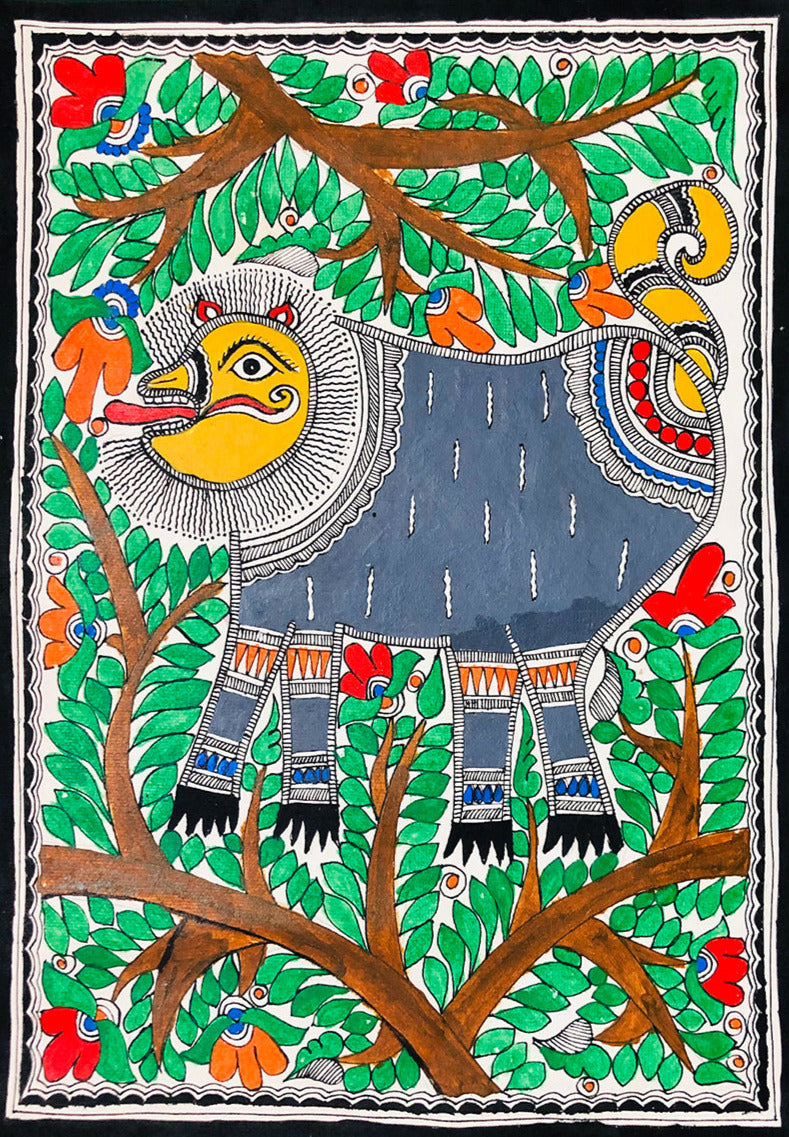 Guardian Spirit, Madhubani Painting by Ambika Devi Thumbnail