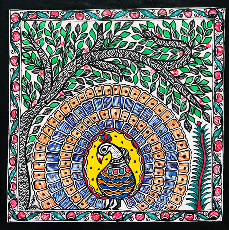 Harmony of Regal beauty – Elegance in Madhubani Art, Madhubani Painting by Ambika Devi Thumbnail