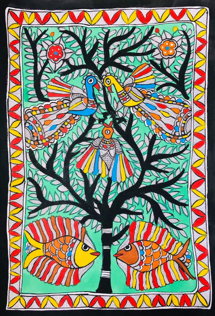 Harmony's Wings: A Celebration of Prosperity Madhubani by Ambika devi Thumbnail
