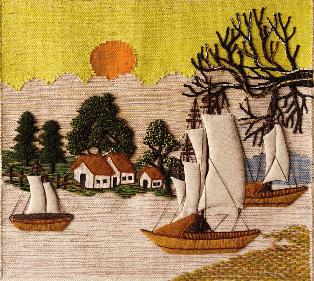 Houses and Boatsin Ghazipur Wall Hanging by Md. Matim Thumbnail