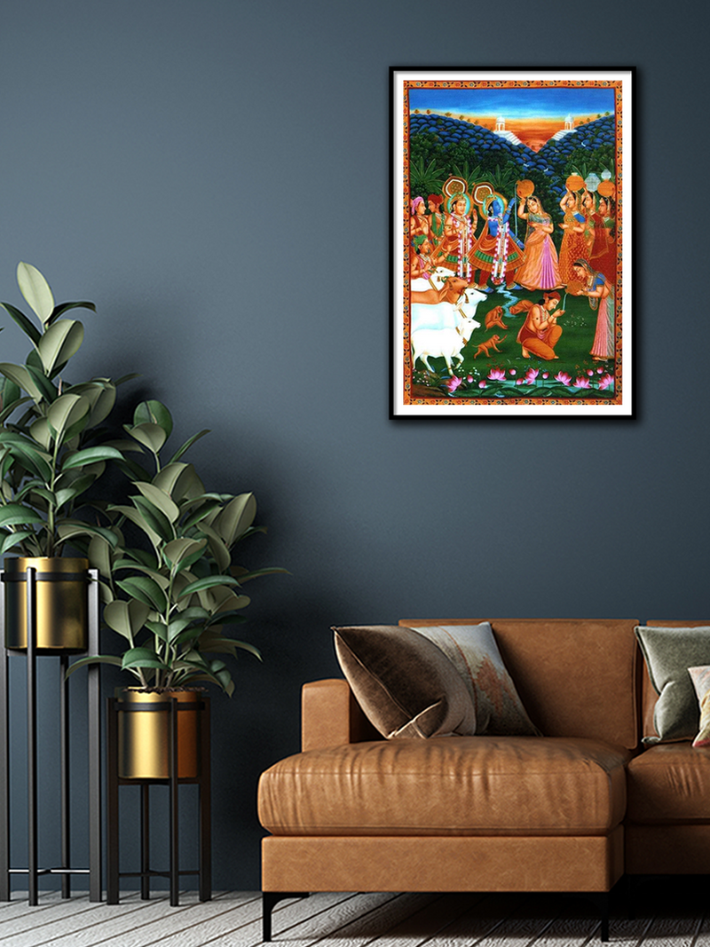 Lord Krishna: Pichwai painting for sale