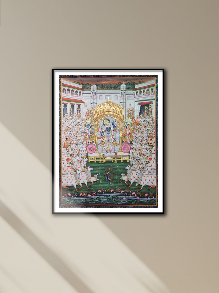 Shop Blissful Tapestry of Shrinathji: Pichwai Painting by Jayesh Sharma