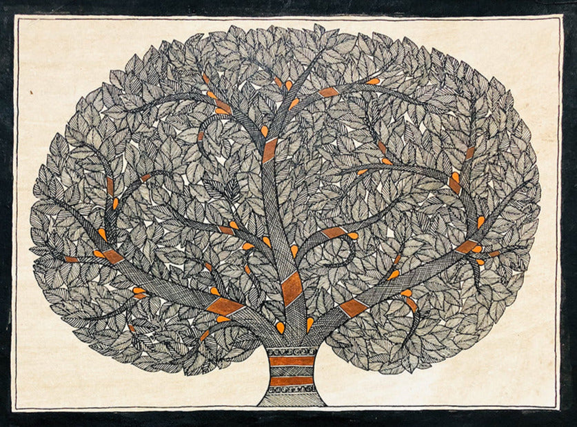 Lush flora - Grove of Madhubani Art, Madhubani Painting by Ambika Devi Thumbnail