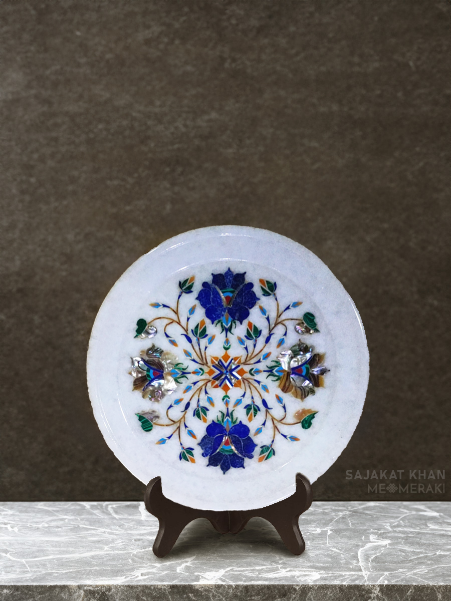 Shop Floral Marble Inlay Plate by Sajakat Khan