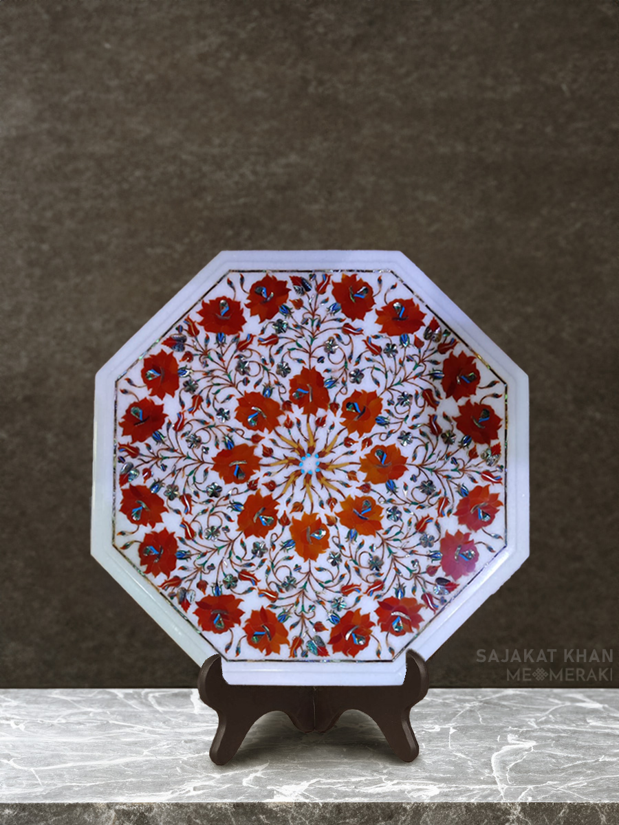 Coral and Carnelian Marble Inlay by Sajakat Khan 