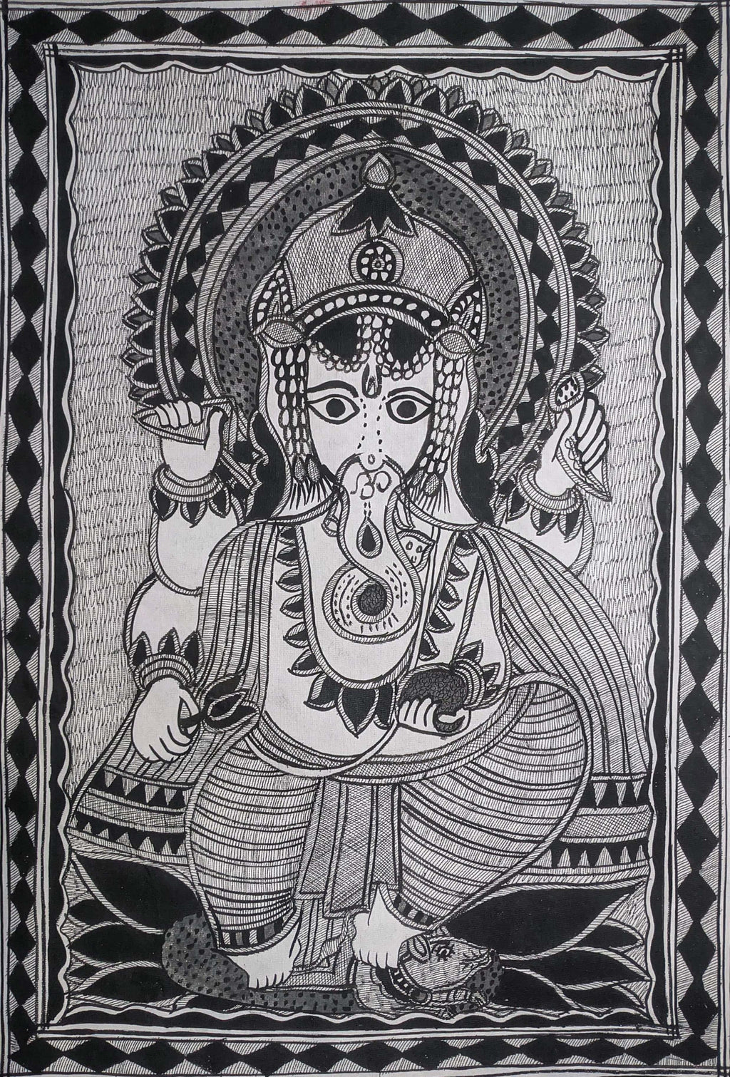 Ganesha in Traditional Mithila Madhubani by Ambika Devi Thumbnail