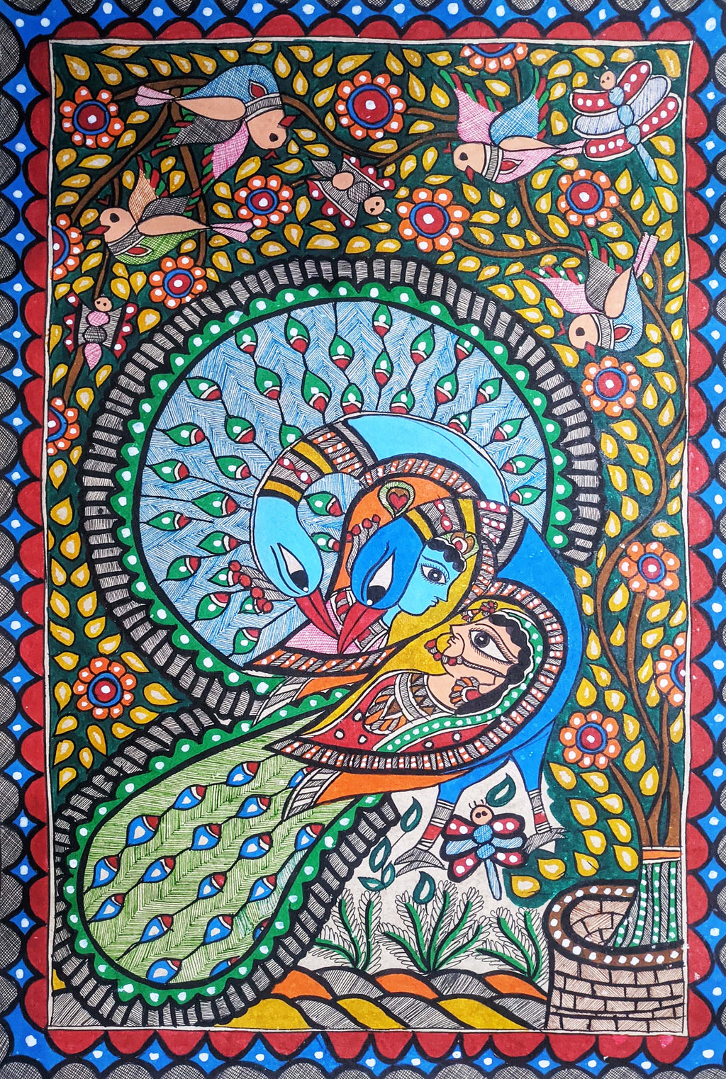 The Divine Peafowl in Madhubani by Ambika Devi Thumbnail