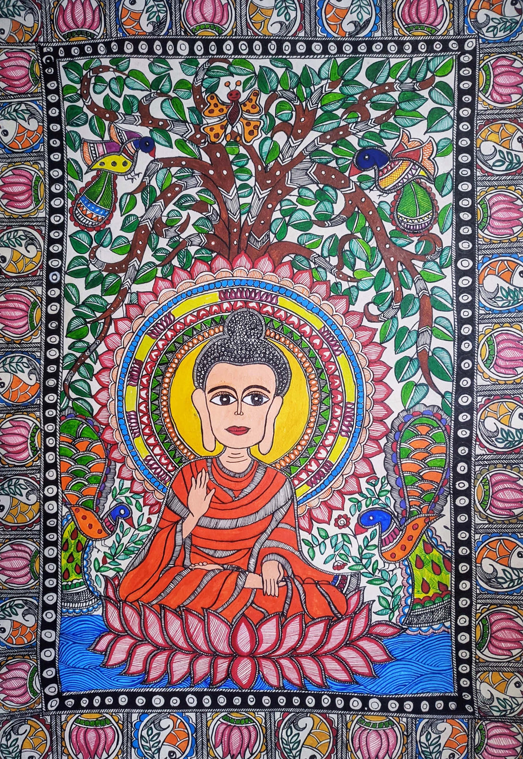 Lord Buddha in Madhubani by Ambika Devi Thumbnail