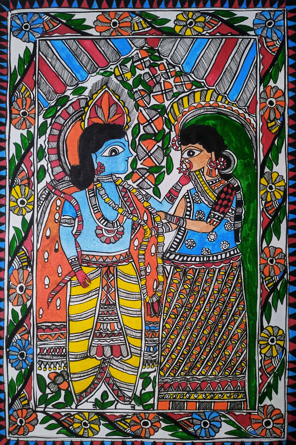 Sita Ram in Madhubani by Ambika Devi Thumbnail