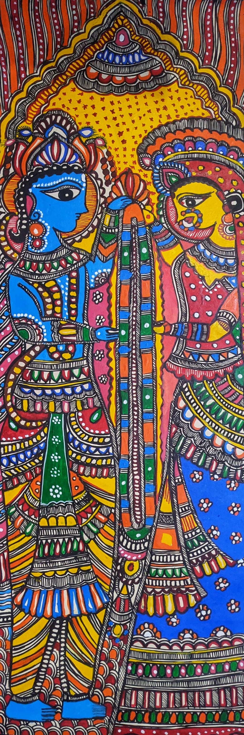 Sita Swayamvar in Madhubani Art by Ambika Devi Thumbnail