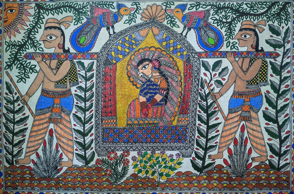 Sita's Palanquin in Mithila Madhubani by Ambika Devi Thumbnail