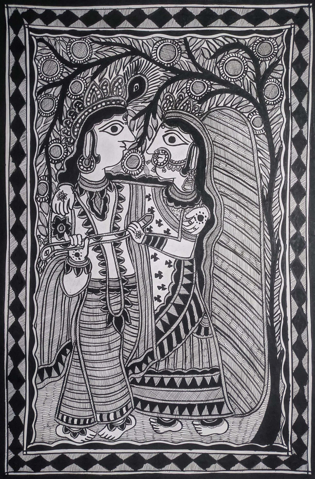 The Eternal Lovers: Madhubani by Ambika Devi Thumbnail