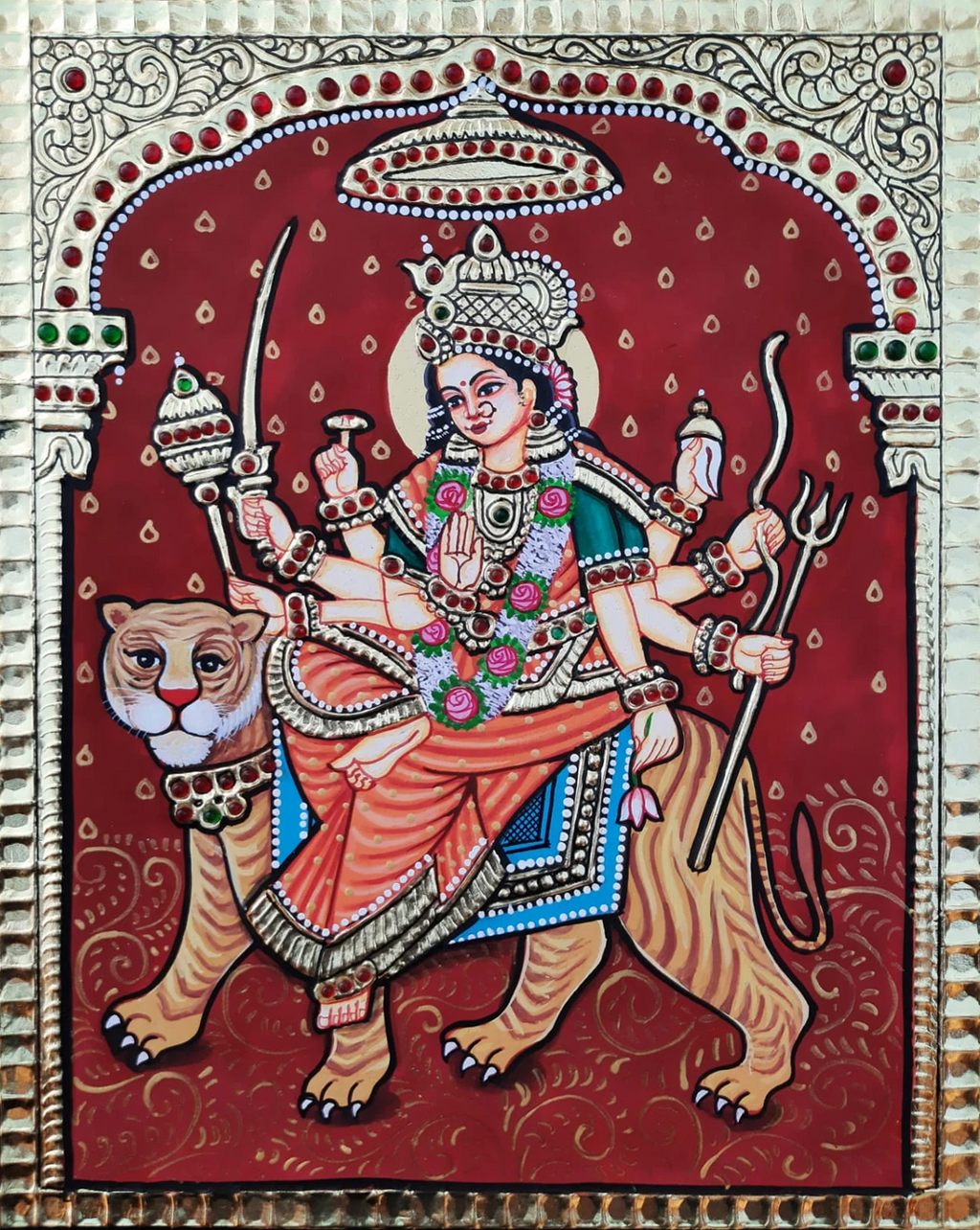 Maa Durga Tanjore Painting by Sanjay Tandekar Thumbnail