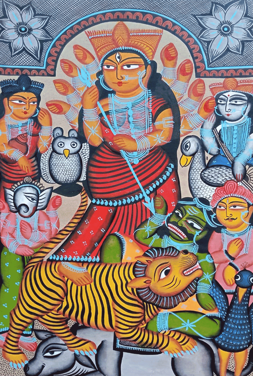 Mahishasuramardini in Bengal Pattachitra by Laila Chitrakar Thumbnail