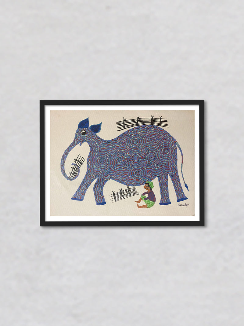 Mahout And Elephant Bhil Art By Geeta Bariya MeMeraki mahout-and-elephant-bhil-art-by-geeta-bariya-memeraki