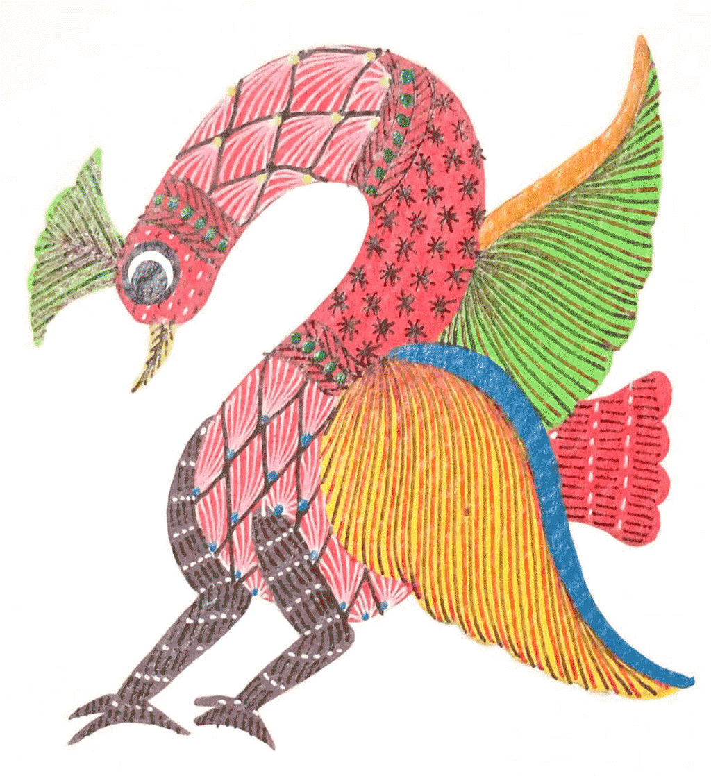 Majestic Peacock in Gond by Kailash Pradhan Thumbnail