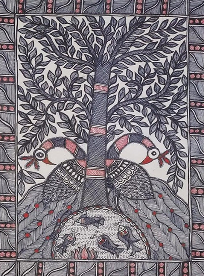 Madhubani Painting of Monochromatic Monsoon Marvel Ambika Devi Thumbnail