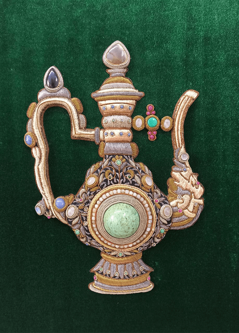 Mughal Pitcher pattern with integrated gems: Zari Zardozi Work by Mohd. Bilal Thumbnail