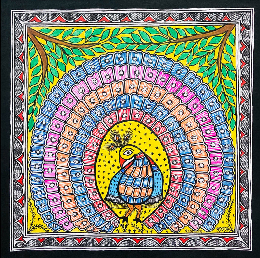 Mystical Enchantment - Beauty of the Wild, Madhubani Art by Ambika Devi Thumbnail
