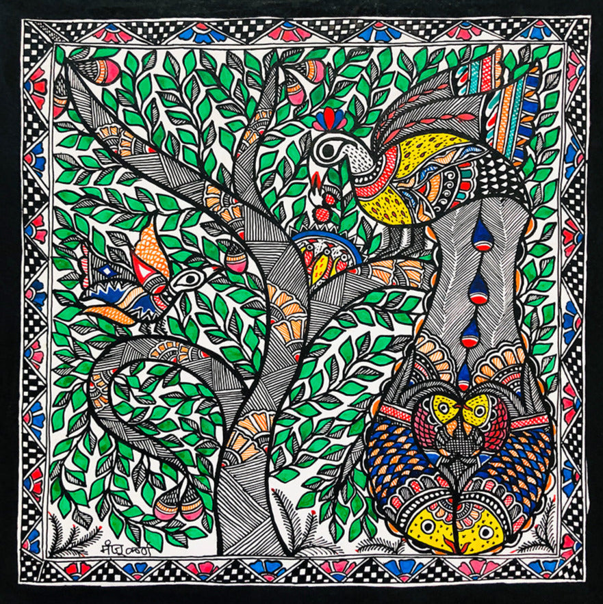 Nature's Concoction:  Vibrancy of Madhubani Art, Madhubani Painting by Ambika Devi Thumbnail