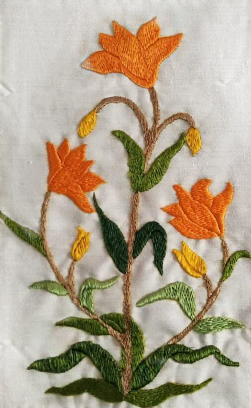 Orange flower In Chamba Rumal Embroidery by Heena Thumbnail