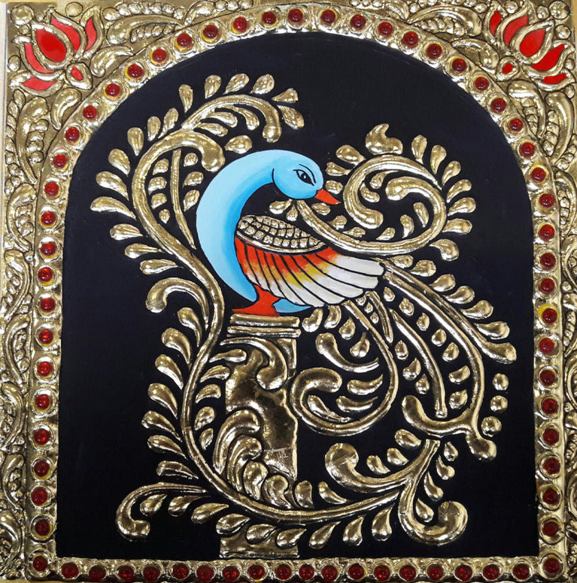 Peacock, Tanjore Art by Sanjay Tandekar Thumbnail