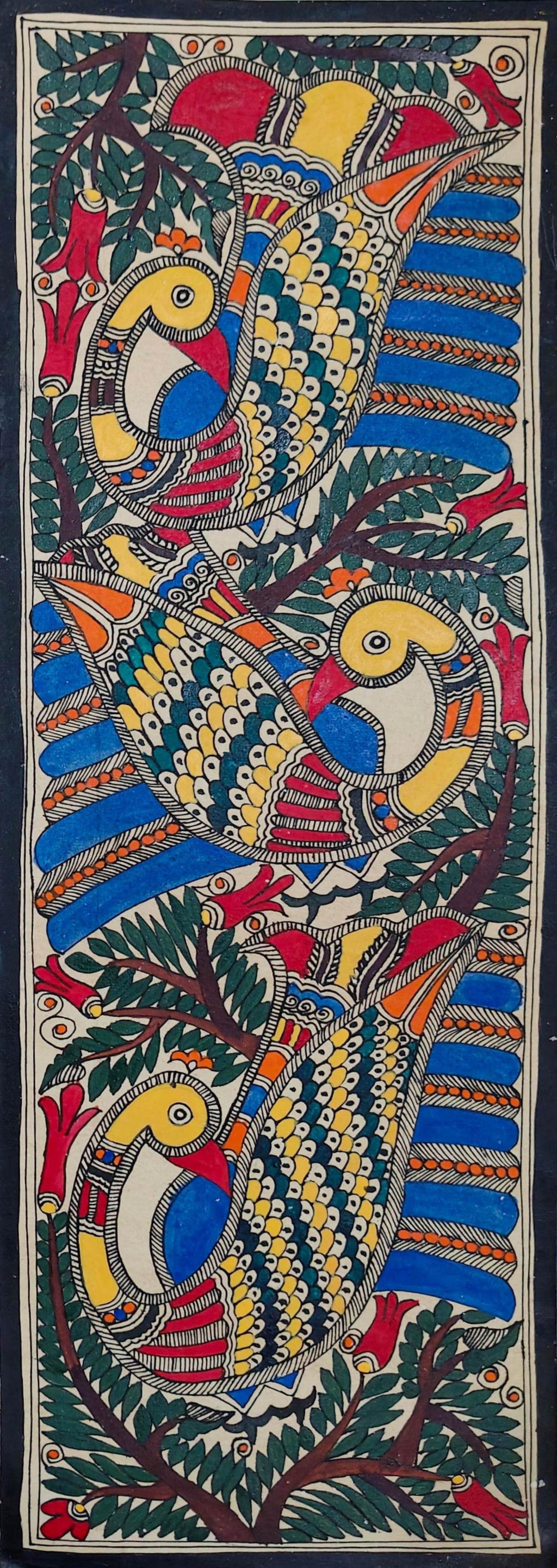 Peacock in Madhubani by Ambika Devi Thumbnail