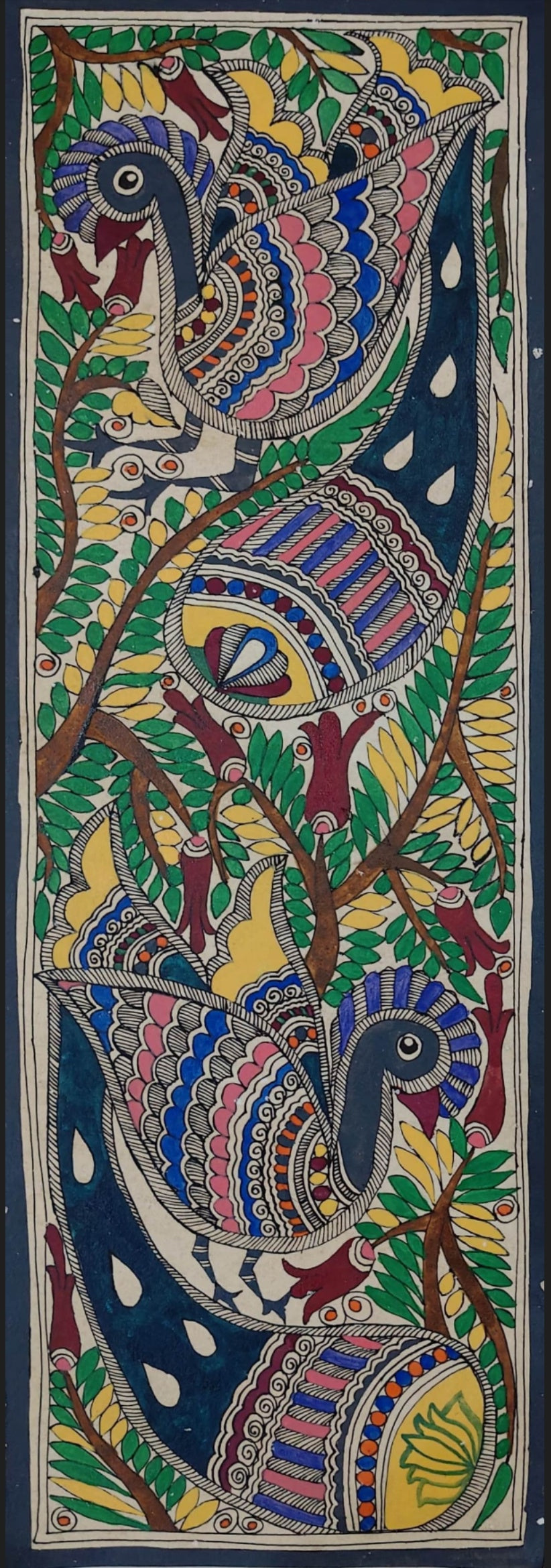 Peacock in Madhubani by Ambika Devi Thumbnail