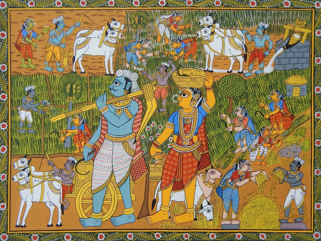 RURAL VILLAGE LIFE: CHERIYAL SCROLL PAINTING BY SAI KIRAN Thumbnail