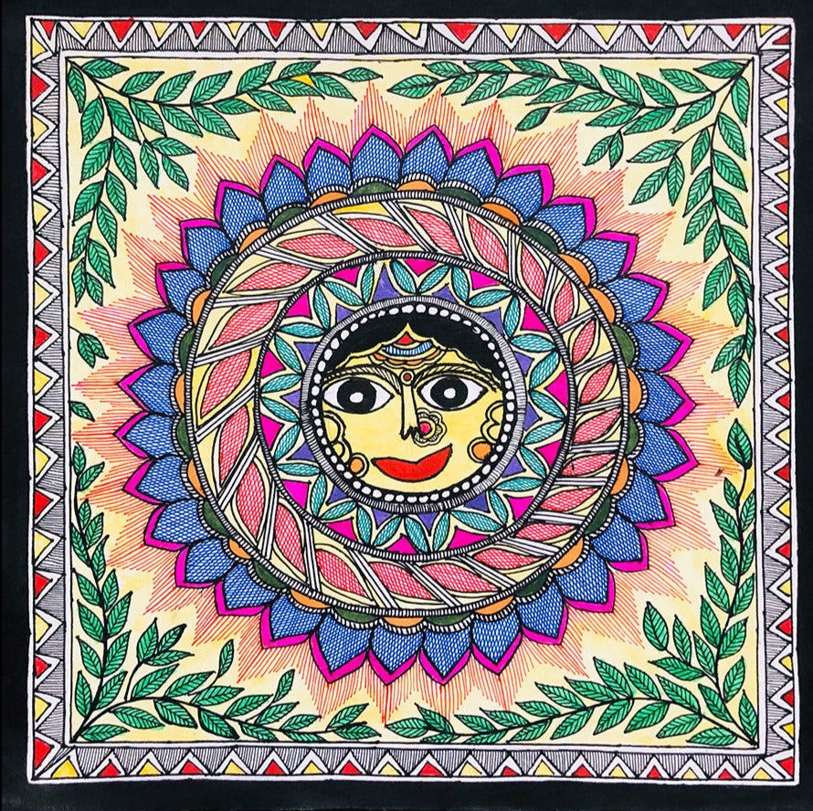 Radiant Aura - Essence of Feminine Beauty, Madhubani Art by Ambika Devi Thumbnail