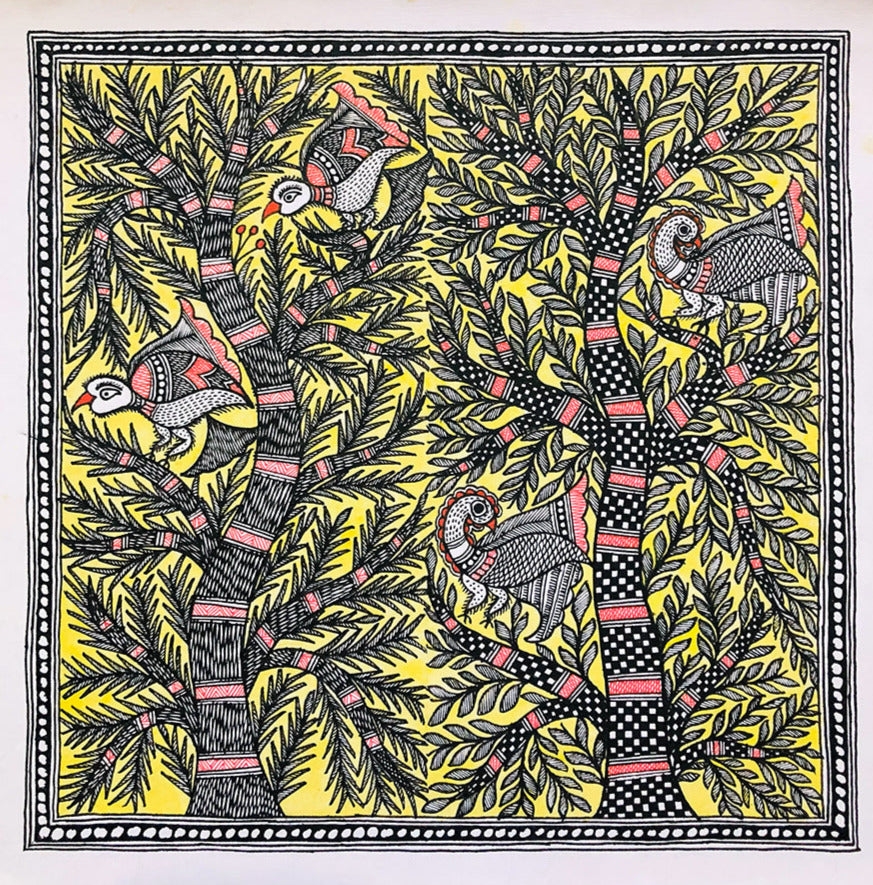 Radiant Canvas – Duo symphony of Madhubani Art, Madhubani Painting by Ambika Devi Thumbnail