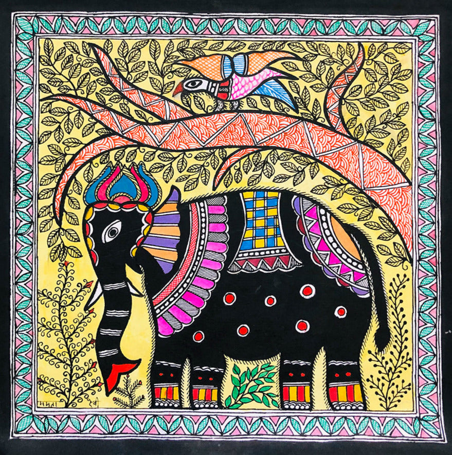 Radiant Forest: Wonder in Madhubani Art by Ambika Devi Thumbnail