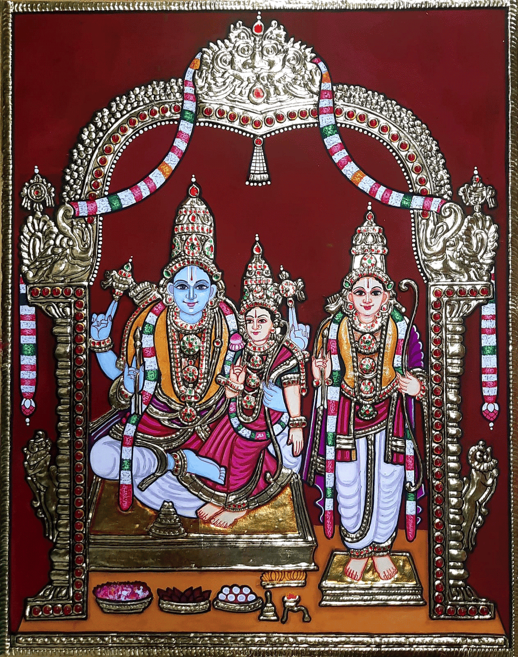 Rama, Sita and Laxman in Tanjore by Sanjay Tandekar Thumbnail