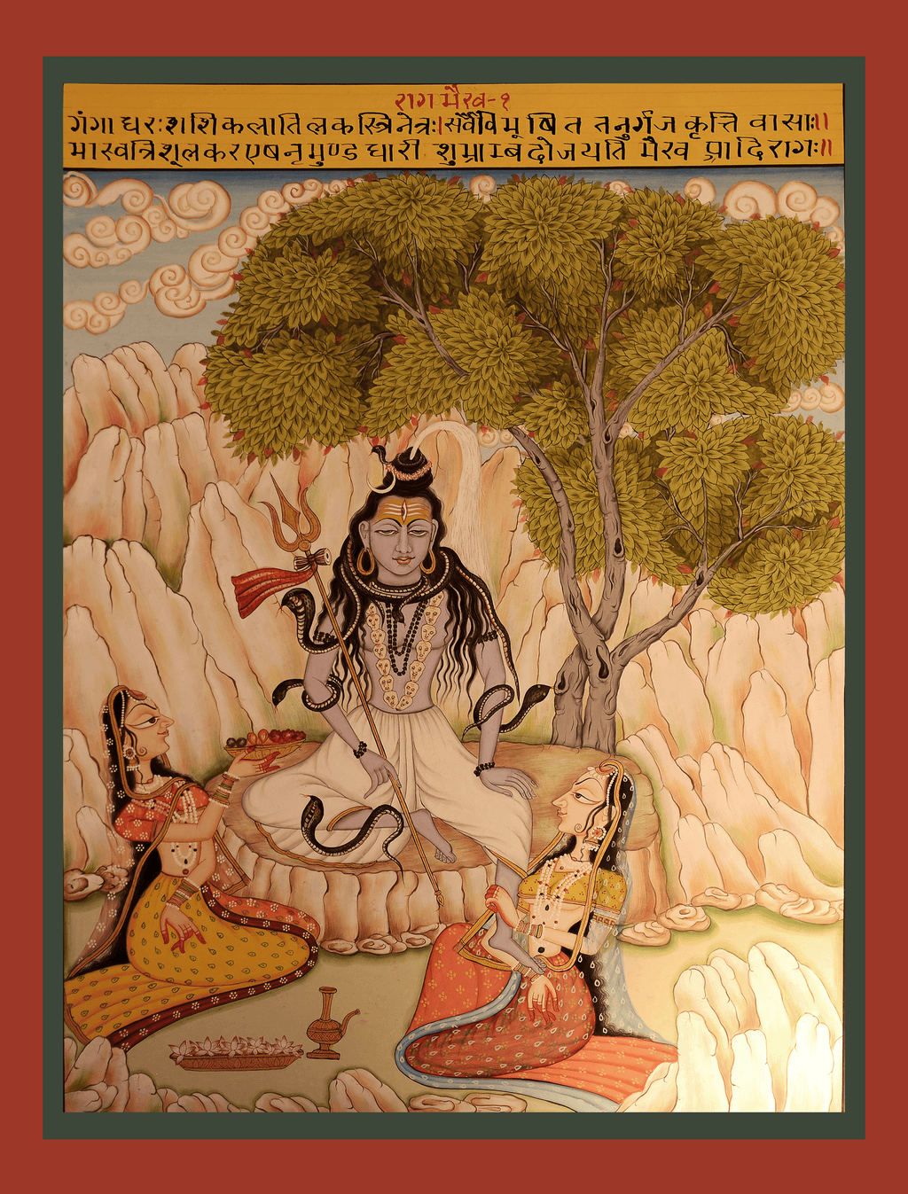 In Divine Devotion (Raag Bhairav): Lord Shiva and Goddess Parvati in Kishangarh Painting by Shehzaad Ali Sherani Thumbnail