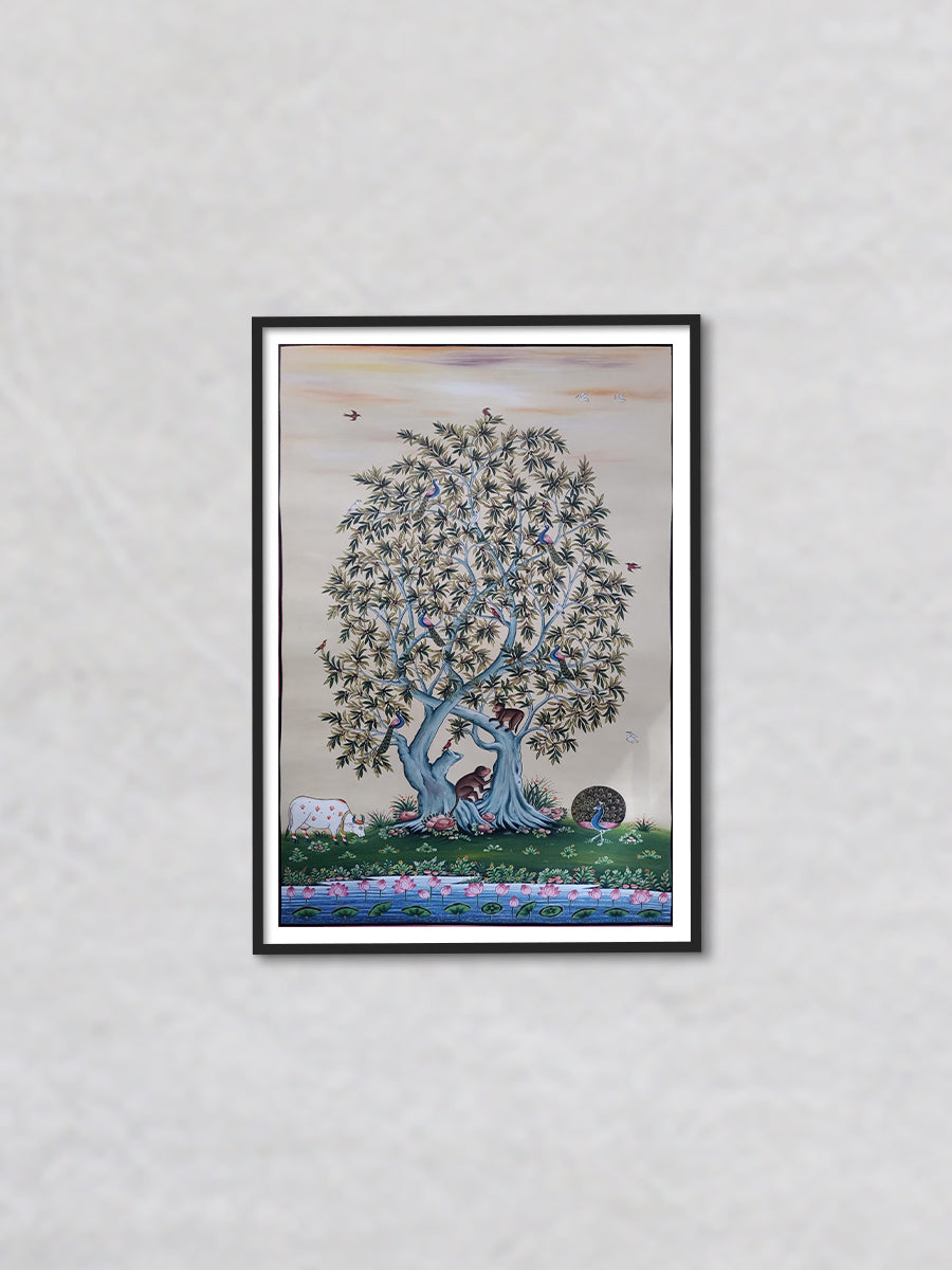 Shop Sacred Symphony: The Tree of Life and Divine Serenity Pichwai painting by Dinesh Soni