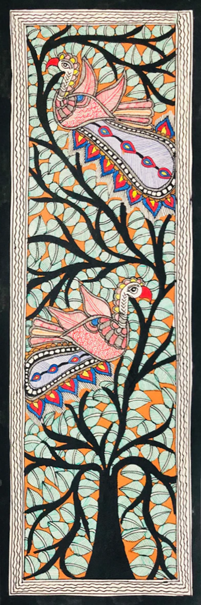 Serenade of Colours: Lively Beauties Madhubani Painting by Ambika Devi Thumbnail