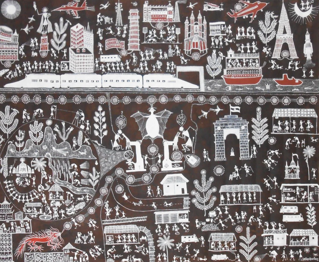 Story of the Covid : Warli Painting by Anil Wangad Thumbnail