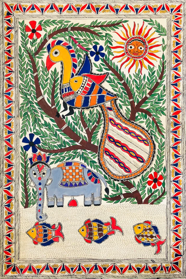 Symphony of Symbols: An Ode to Madhubani Tradition, Madhubani by Ambika devi Thumbnail