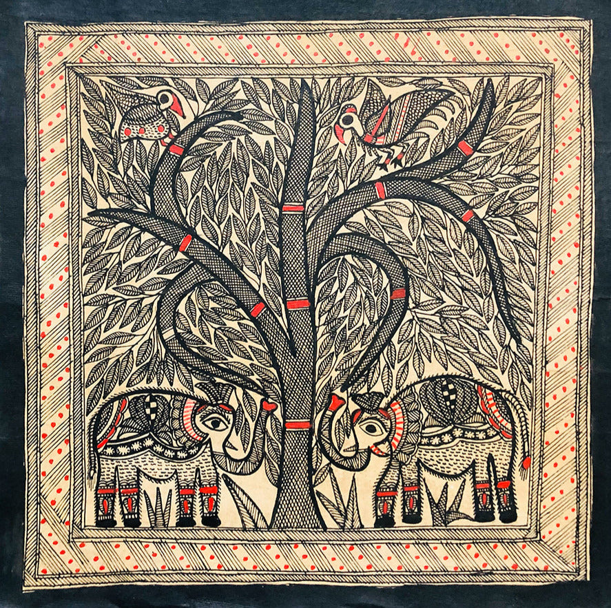 Symphony of the Wild - A Harmonious Bliss, Madhubani Art by Ambika Devi Thumbnail