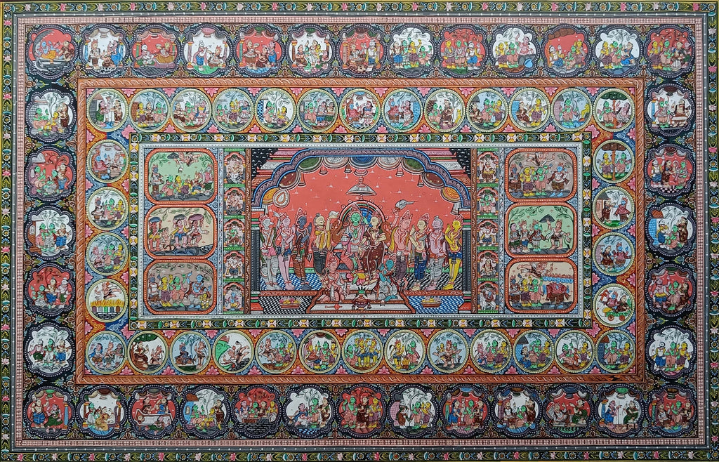 The Events of Lord Ramas Life - Pattachitra Painting by Purusottam Swain for Home Decor Thumbnail