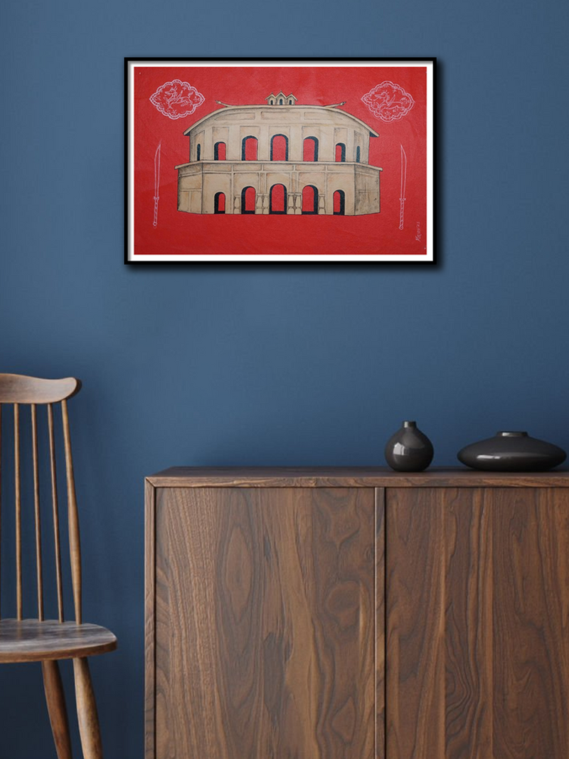 The Rang Ghar Assamese Painting | Assam Art The Rang Ghar Assamese Painting | Assam Art
