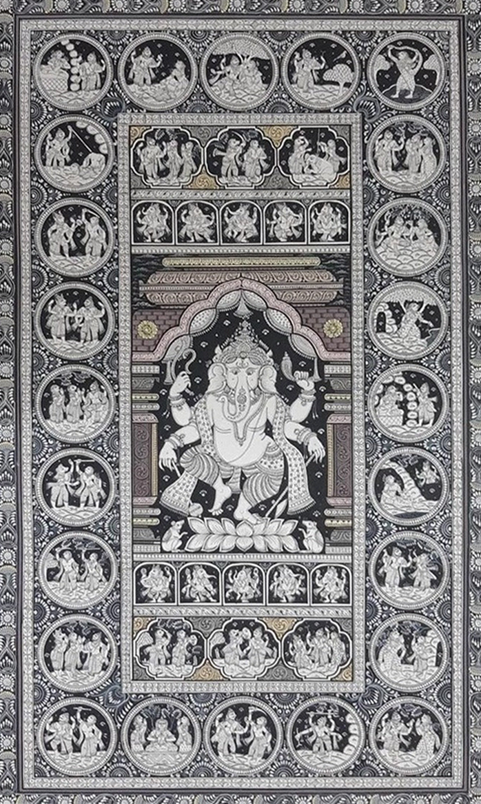 The Story of Ganesha Handpainted in - Pattachitra Art by Apindra Swain for Home Decor Thumbnail