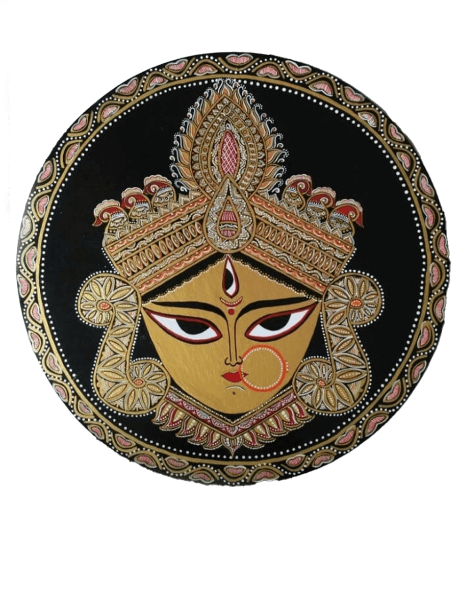 Three eye portrayal of Maa Durga: Tikuli round art by Ashok Kumar Thumbnail